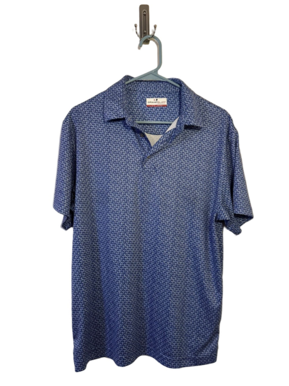 Grand Slam Blue & White Patterned Polo Shirt Medium